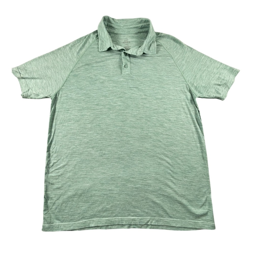 Woolx Polo Shirt Mens Large Green Merino Wool Blend Short Sleeve Performance Top